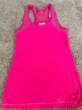 Hollister Neon Fuchsia Lace-Back Racerback Tank